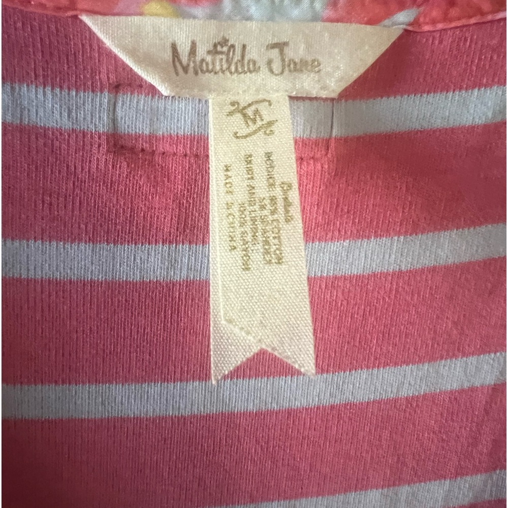 Matilda Jane Dress Womens Macaron Pink Stripe Floral Sleeveless Sz M Cottagecore - Picture 6 of 6